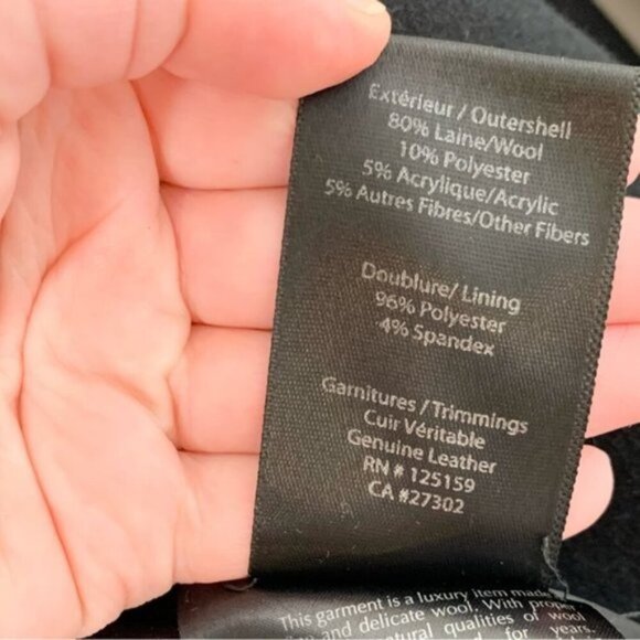 Aritzia Mackage Dale Wool Trench Coat Asymmetrical Leather Sleeves Black XXS - Picture 14 of 16